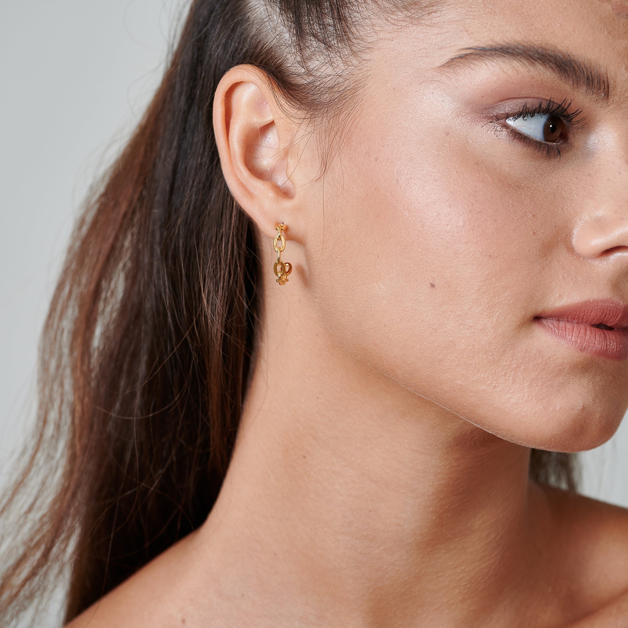 Chain Hoop Earrings - HLcollection - Handmade Gold and Silver Jewelry