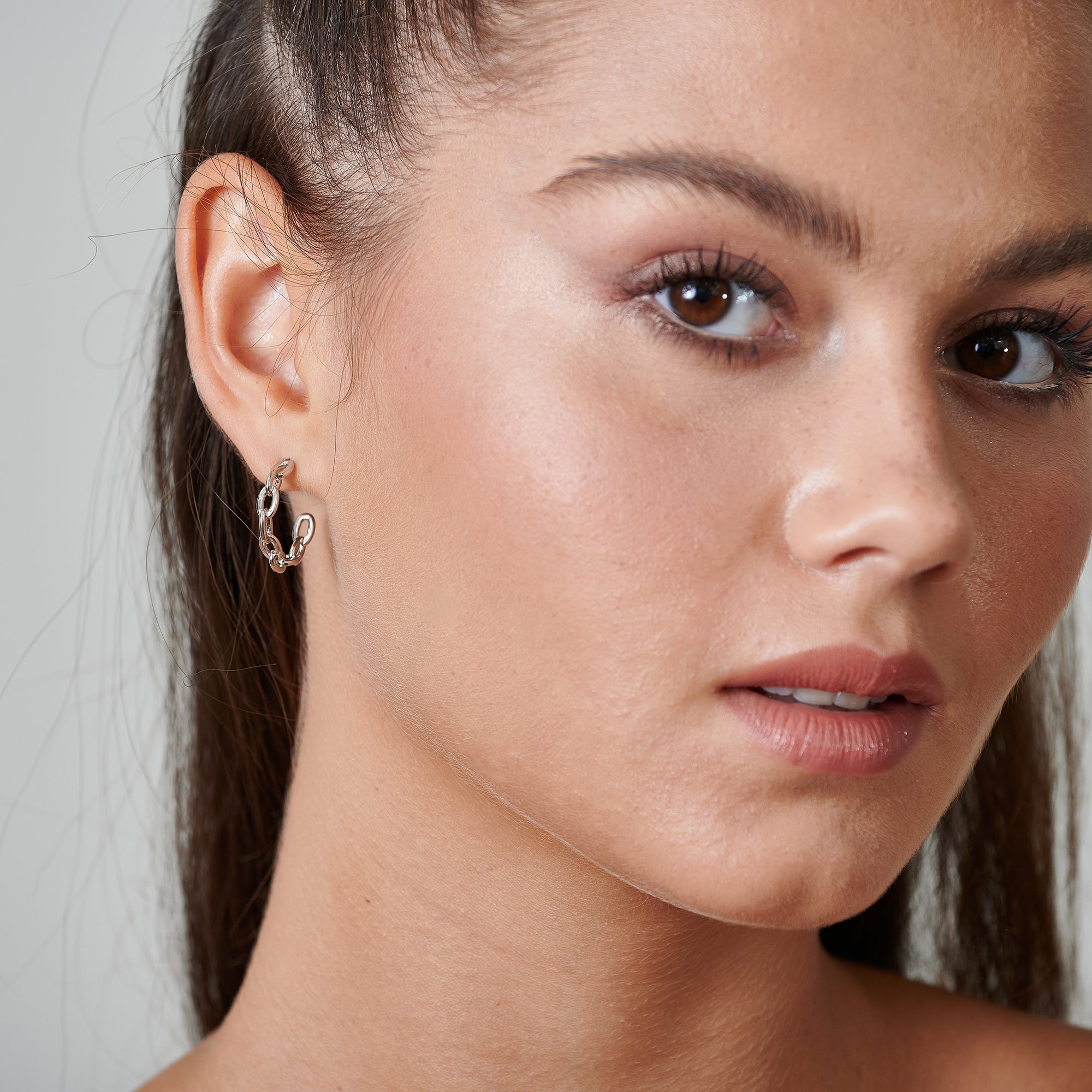 Chain Hoop Earrings - HLcollection - Handmade Gold and Silver Jewelry