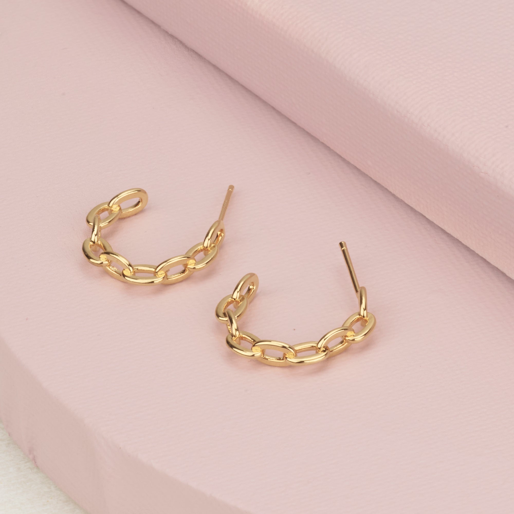 Chain Hoop Earrings - HLcollection - Handmade Gold and Silver Jewelry