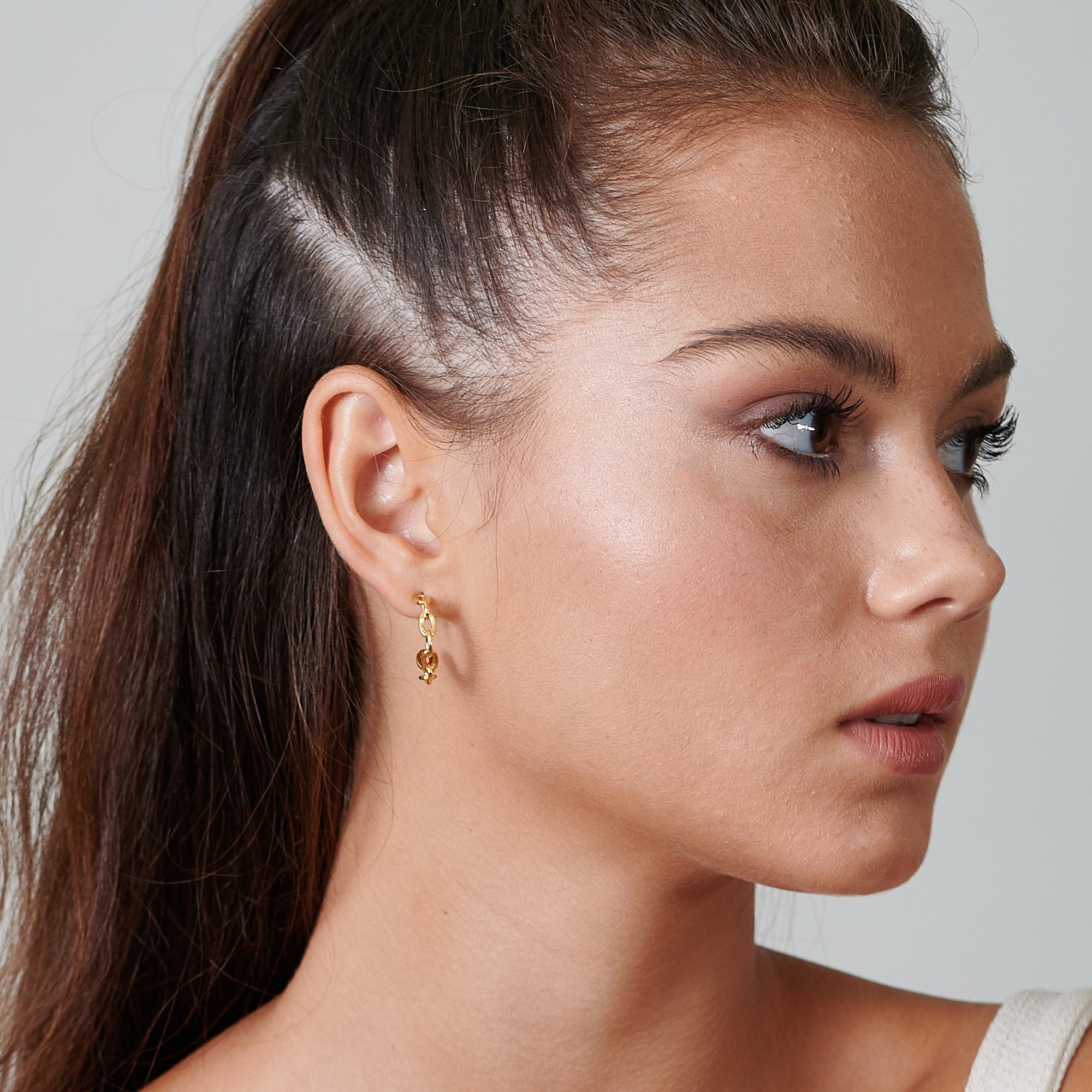 Chain Hoop Earrings - HLcollection - Handmade Gold and Silver Jewelry