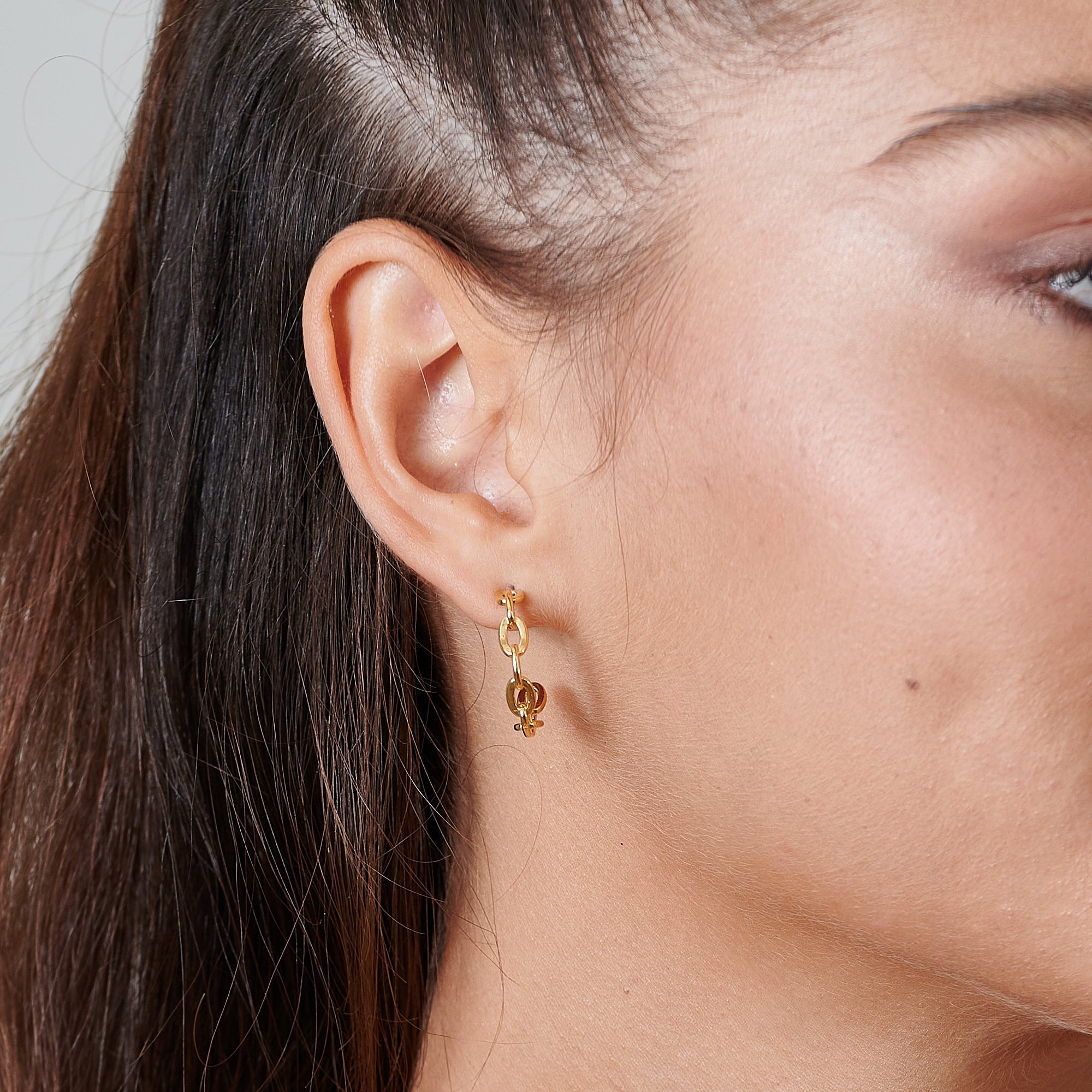 Chain Hoop Earrings - HLcollection - Handmade Gold and Silver Jewelry