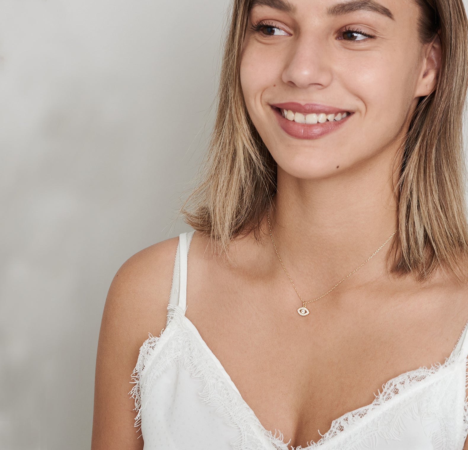 Dainty CZ Evil Eye Necklace - HLcollection - Handmade Gold and Silver Jewelry