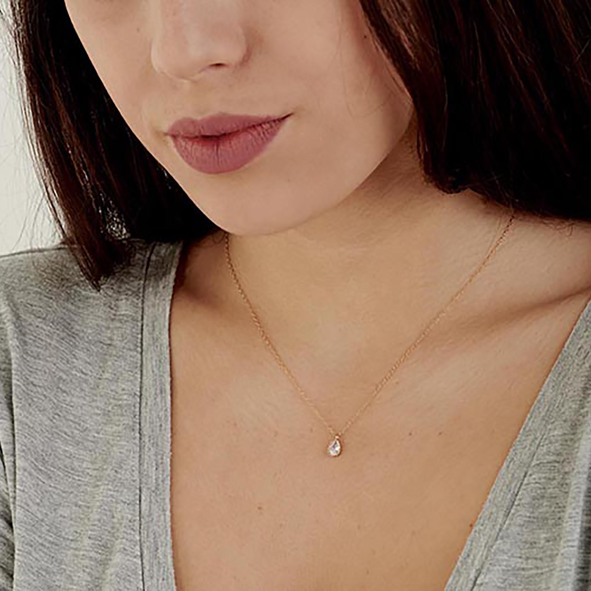 Delicate CZ Drop Necklace - HLcollection - Handmade Gold and Silver Jewelry