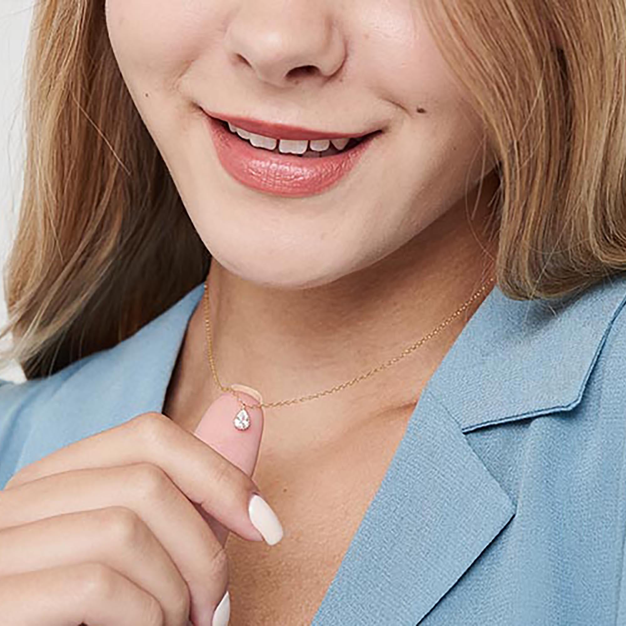 Delicate CZ Drop Necklace - HLcollection - Handmade Gold and Silver Jewelry