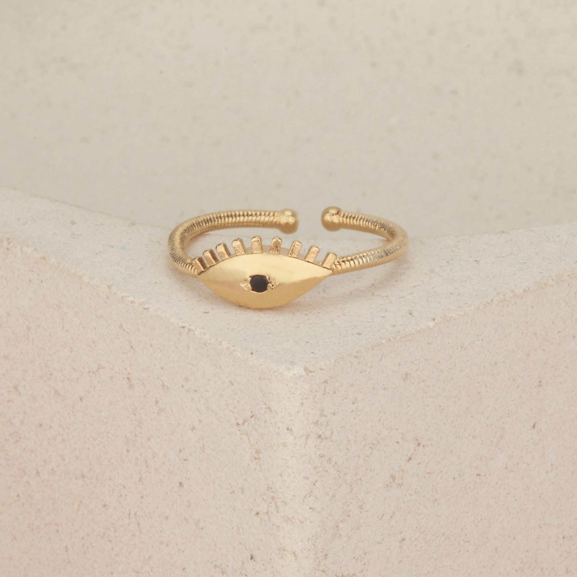 Evil Eye Adjustable Gold Ring - HLcollection - Handmade Gold and Silver Jewelry