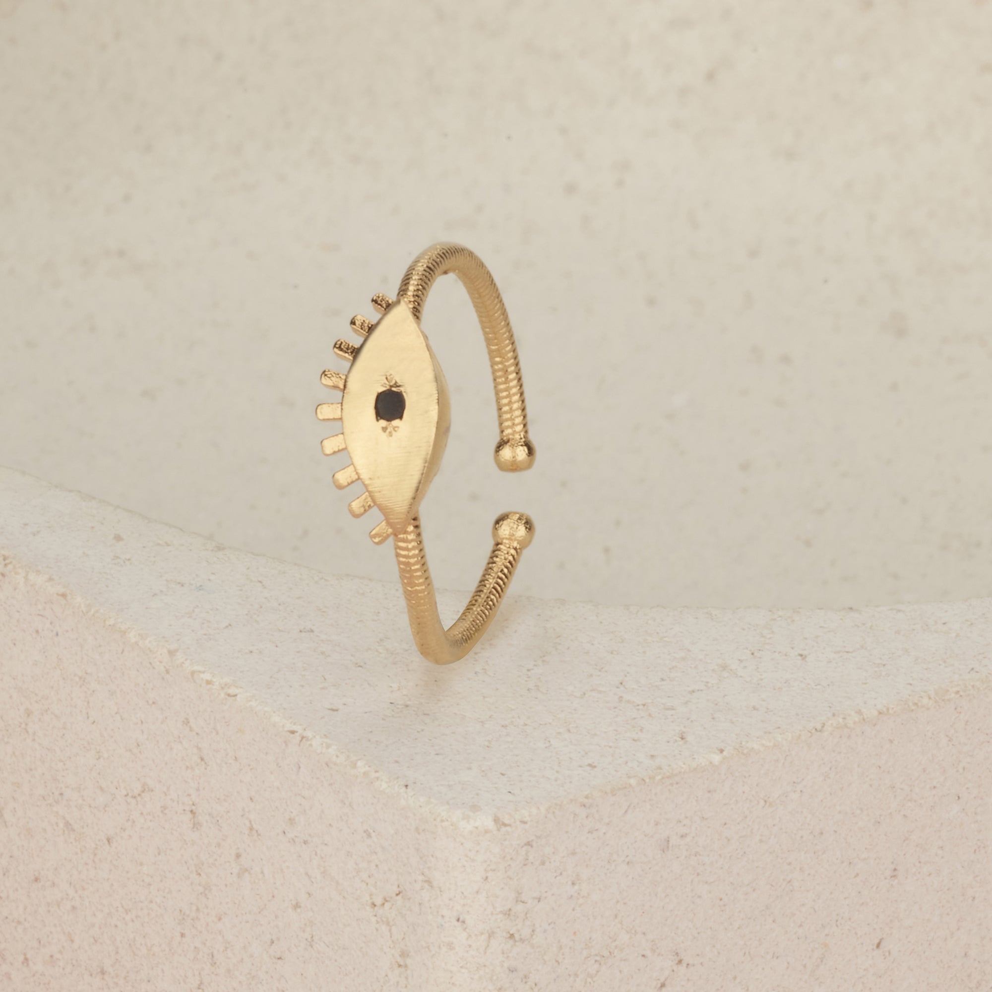 Evil Eye Adjustable Gold Ring - HLcollection - Handmade Gold and Silver Jewelry
