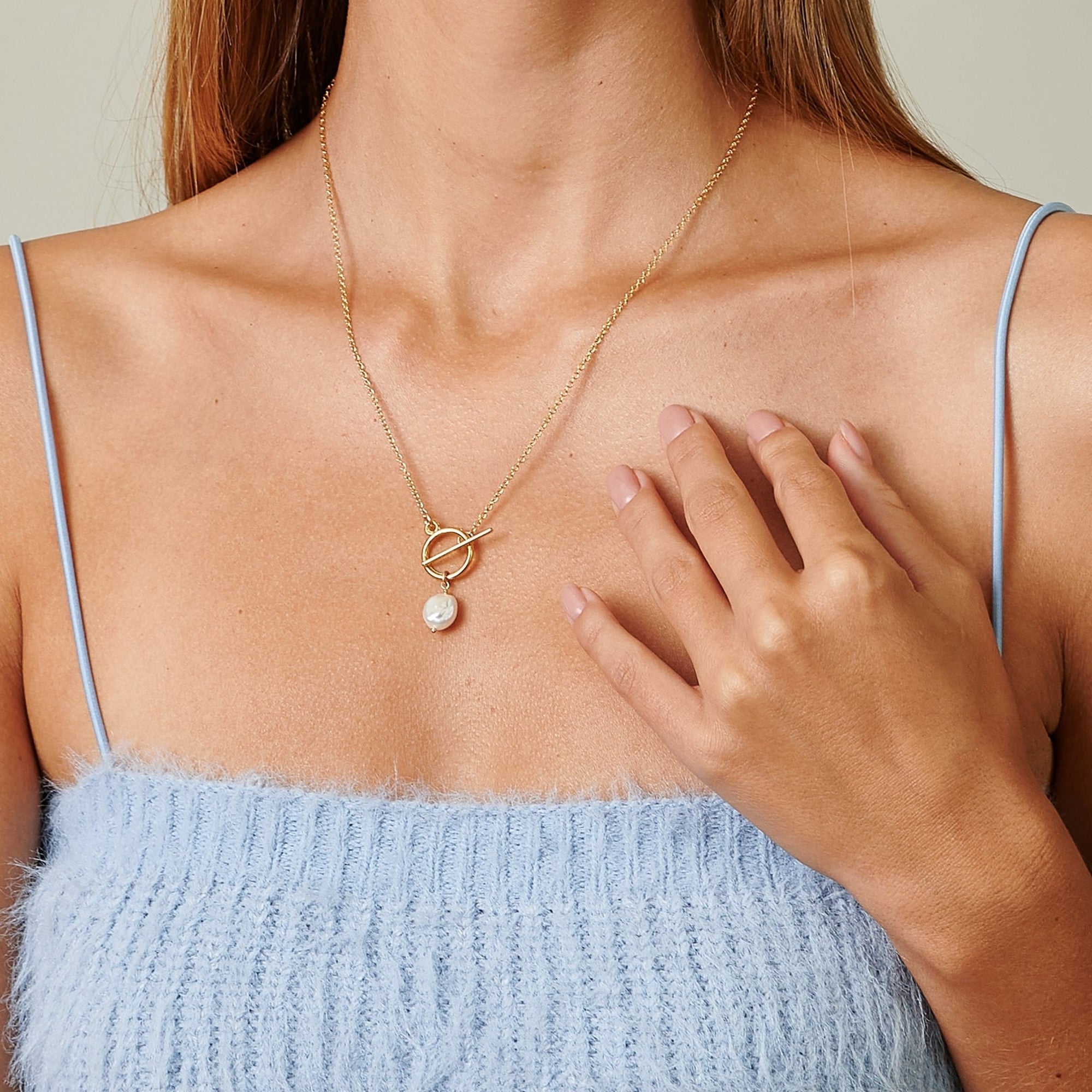 Freshwater Pearl Gold Necklace - HLcollection - Handmade Gold and Silver Jewelry