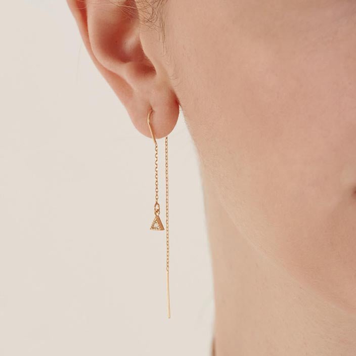 Gold Charm Threader Earrings - HLcollection - Handmade Gold and Silver Jewelry