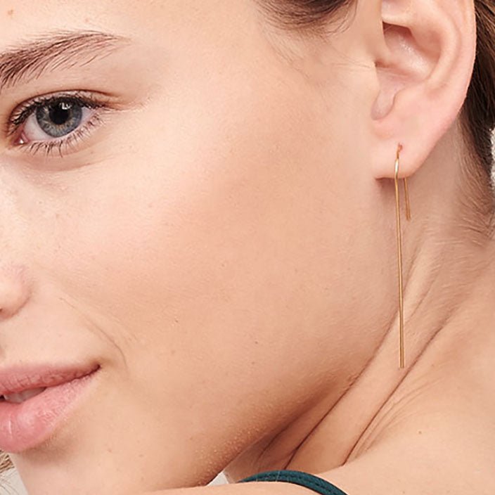 Gold Long Arc Earrings - HLcollection - Handmade Gold and Silver Jewelry