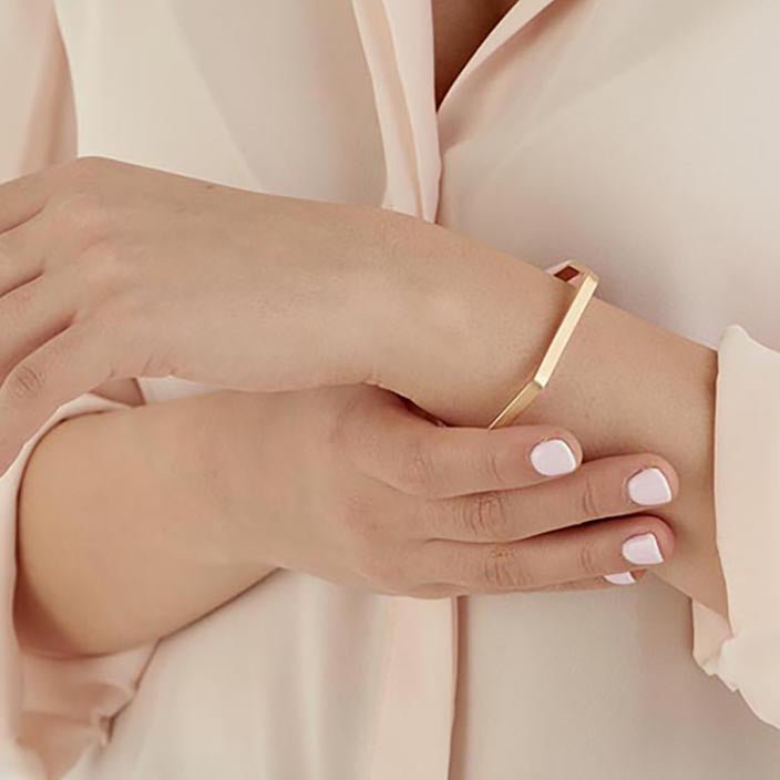 Gold Minimalist Cuff Bracelet - HLcollection - Handmade Gold and Silver Jewelry