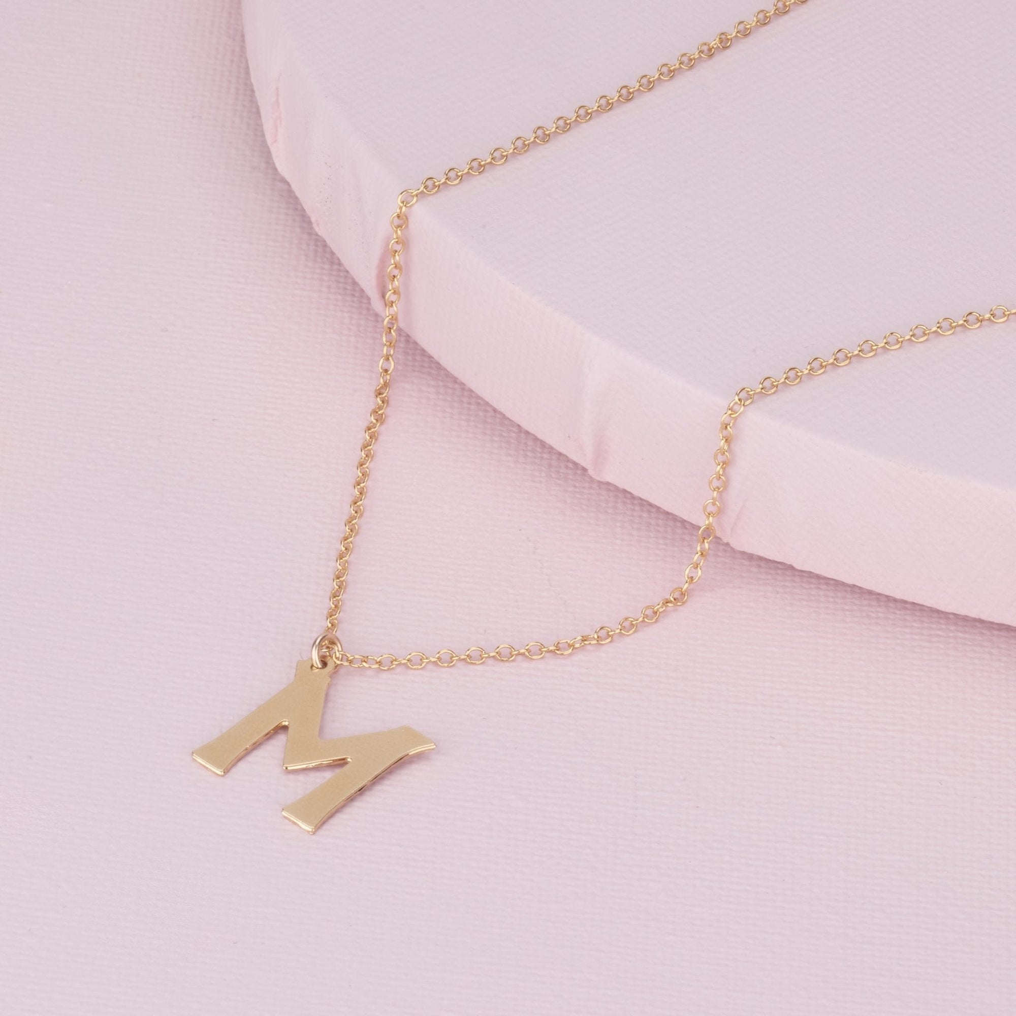 Large Gold Letter Necklace - HLcollection - Handmade Gold and Silver Jewelry