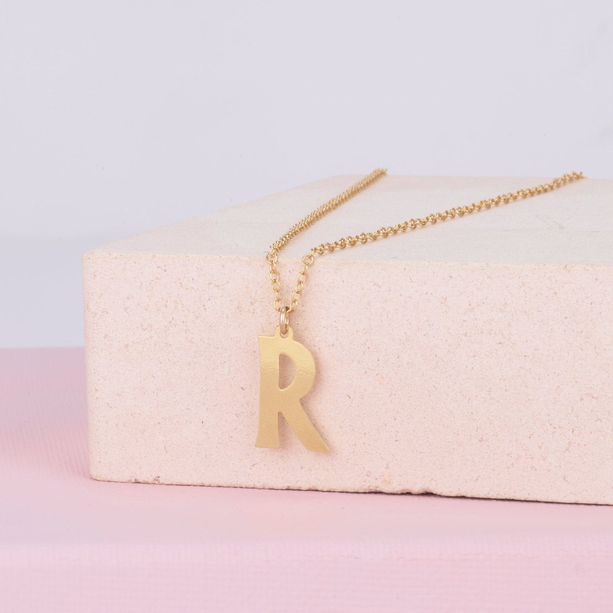 Large Gold Letter Necklace - HLcollection - Handmade Gold and Silver Jewelry