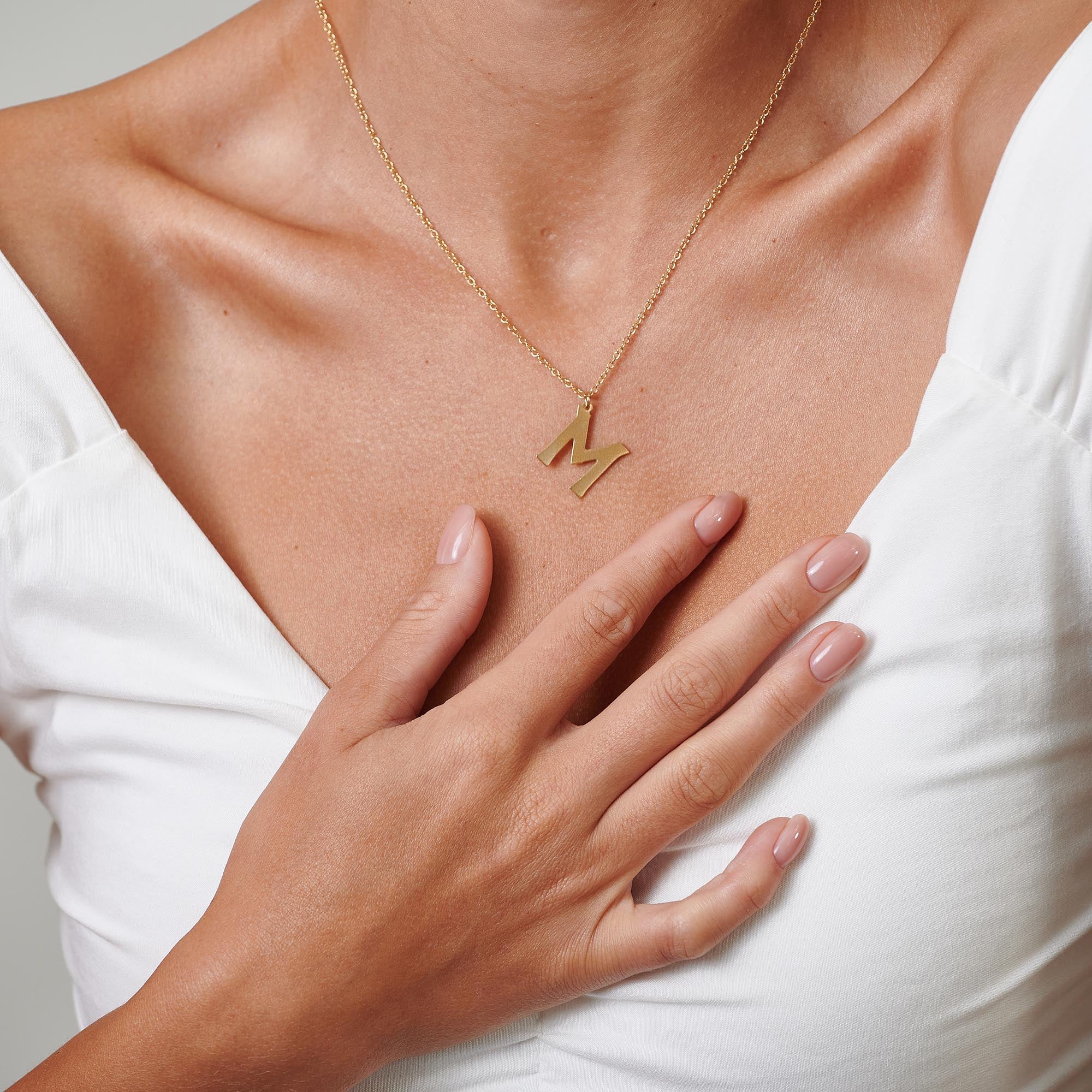 Large Gold Letter Necklace - HLcollection - Handmade Gold and Silver Jewelry