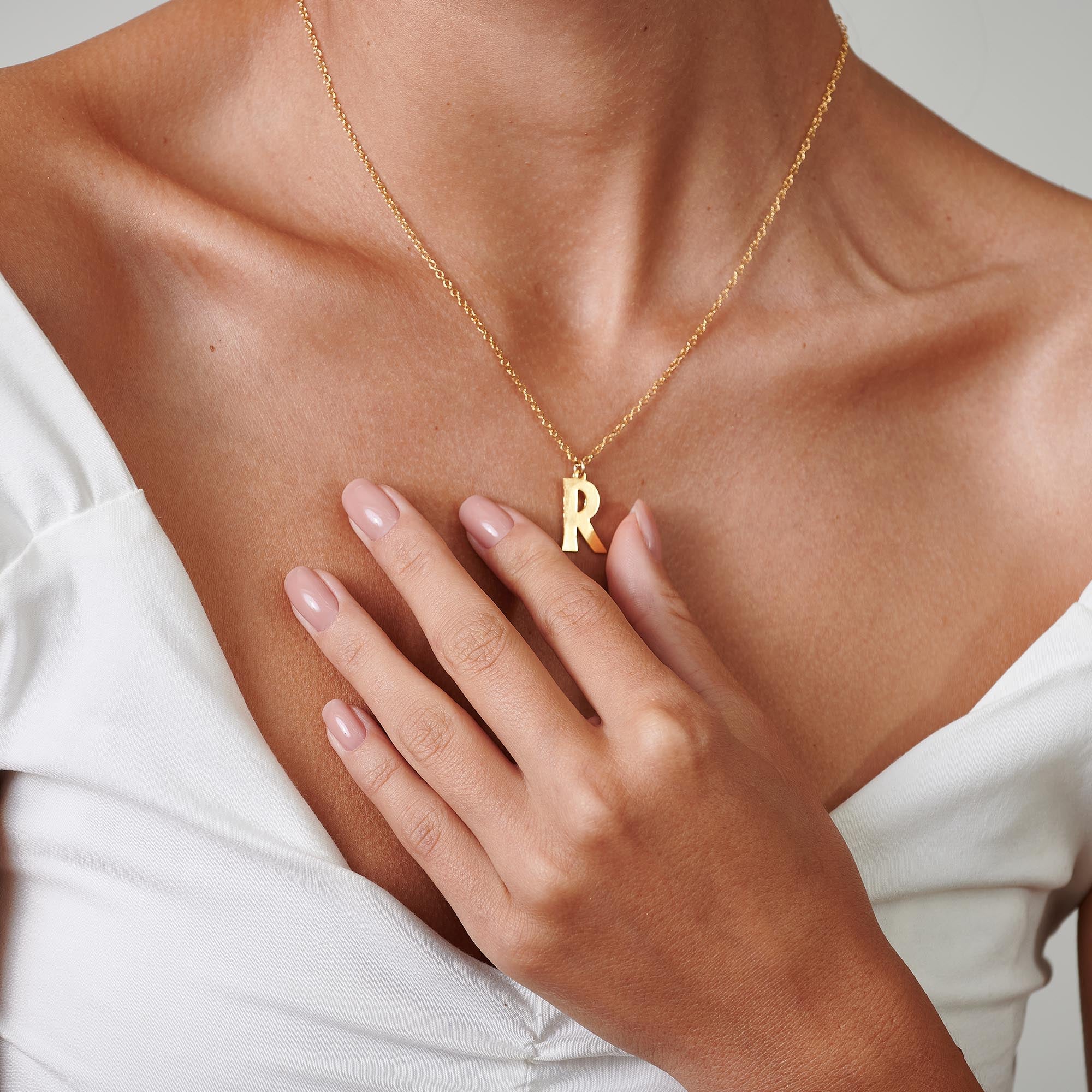 Large Gold Letter Necklace - HLcollection - Handmade Gold and Silver Jewelry