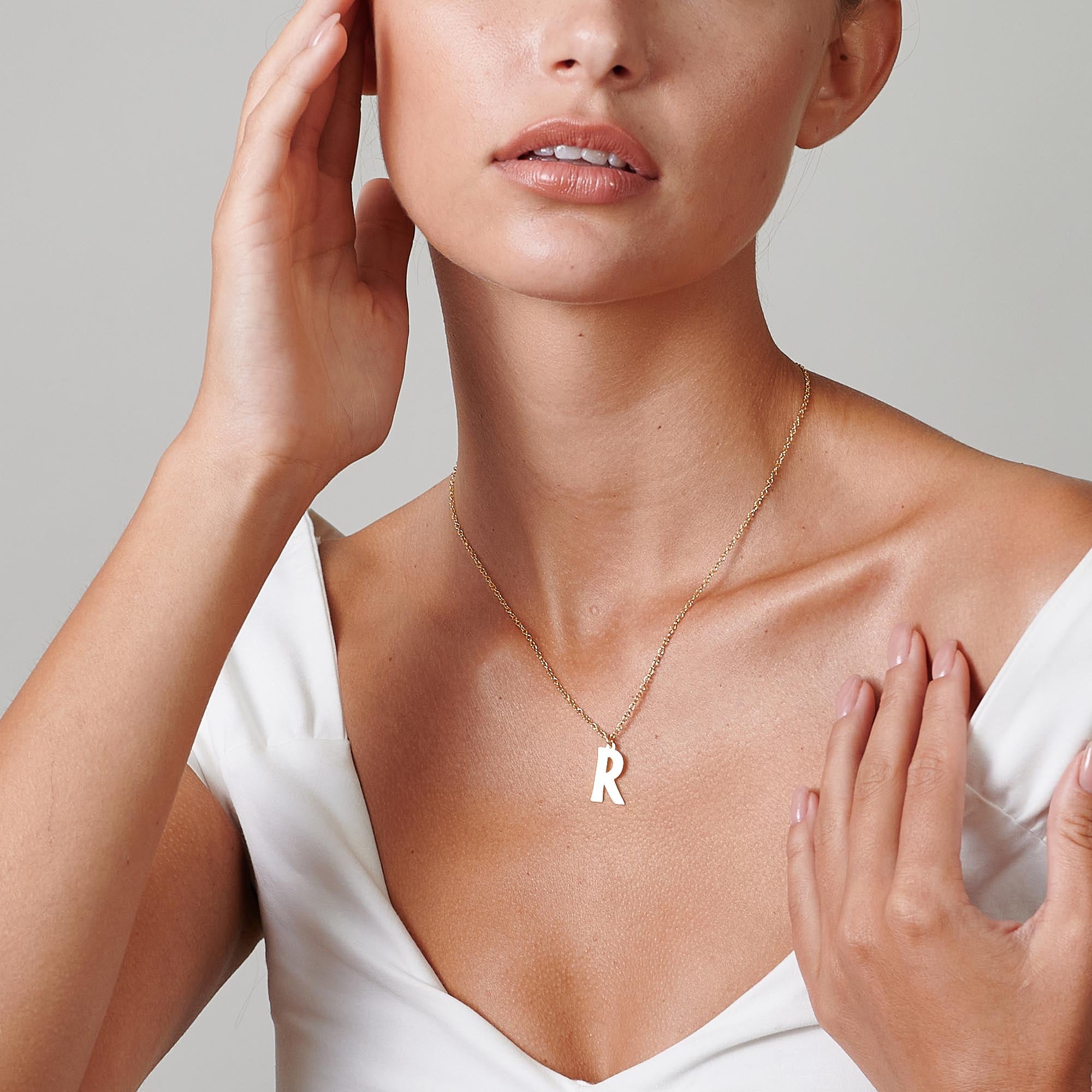 Large Gold Letter Necklace - HLcollection - Handmade Gold and Silver Jewelry