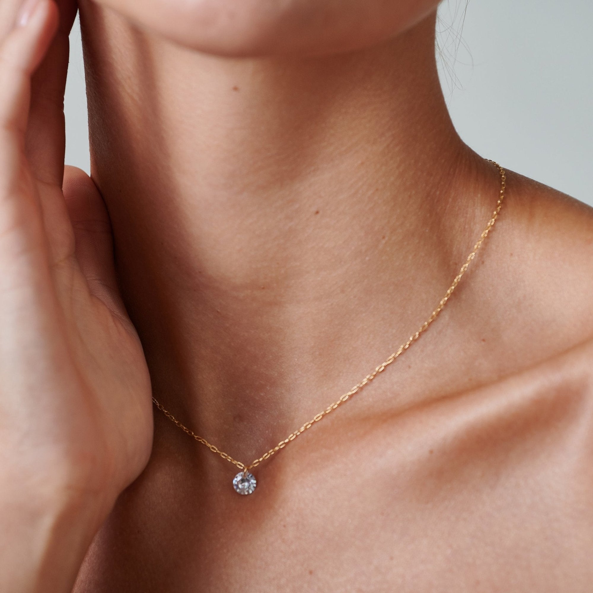 Tiny Diamond Gold Necklace - HLcollection - Handmade Gold and Silver Jewelry