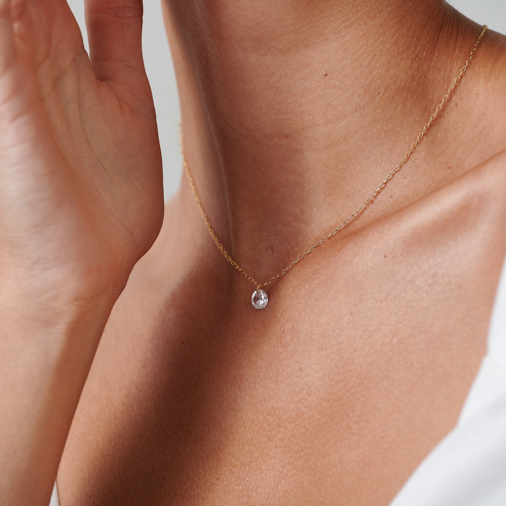 Tiny Diamond Gold Necklace - HLcollection - Handmade Gold and Silver Jewelry