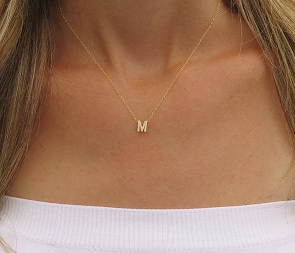 Tiny Gold Initial Necklace - HLcollection - Handmade Gold and Silver Jewelry