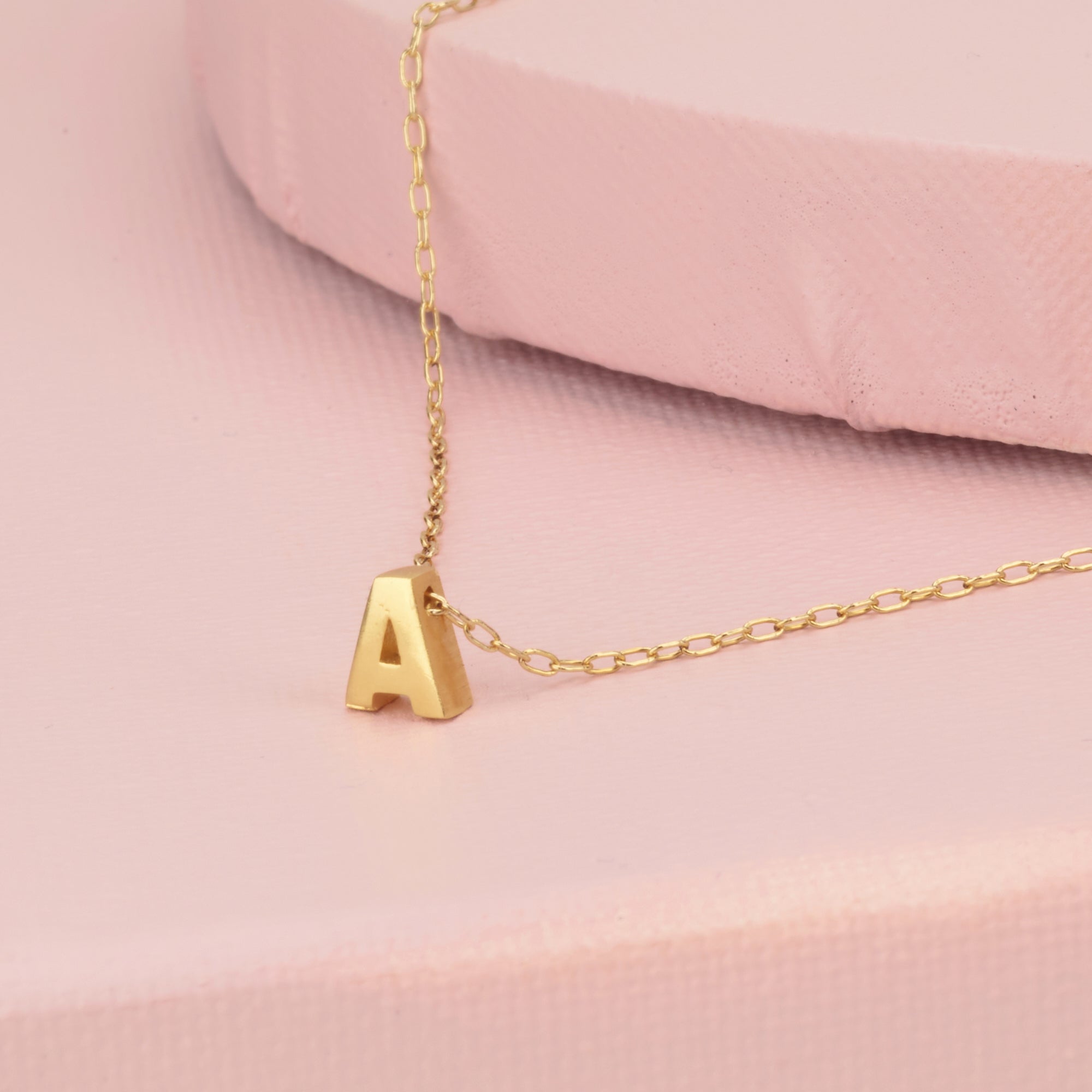 Tiny Gold Initial Necklace - HLcollection - Handmade Gold and Silver Jewelry